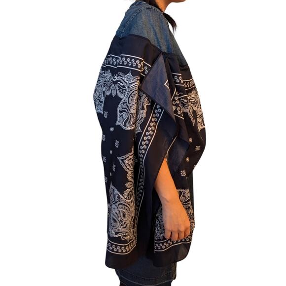 Sacai Bandana Print Scarf‎ Accent Denim Tunic Dress JP2 - Picture 11 of 16
